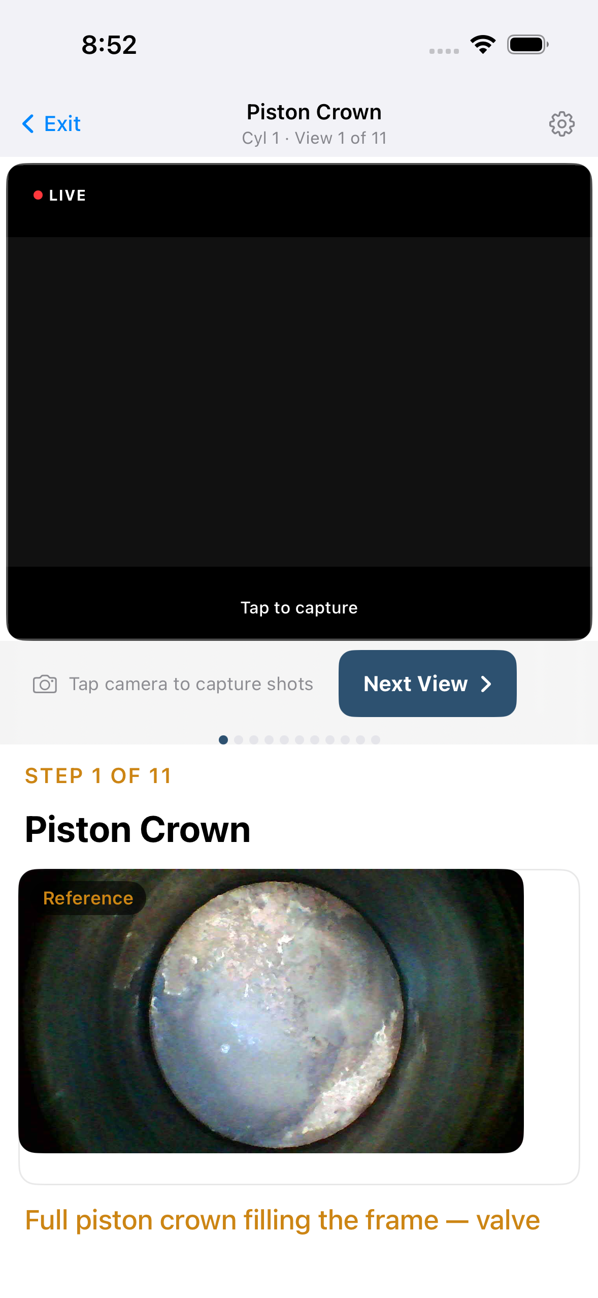 Jug Scope capture screen on iPhone