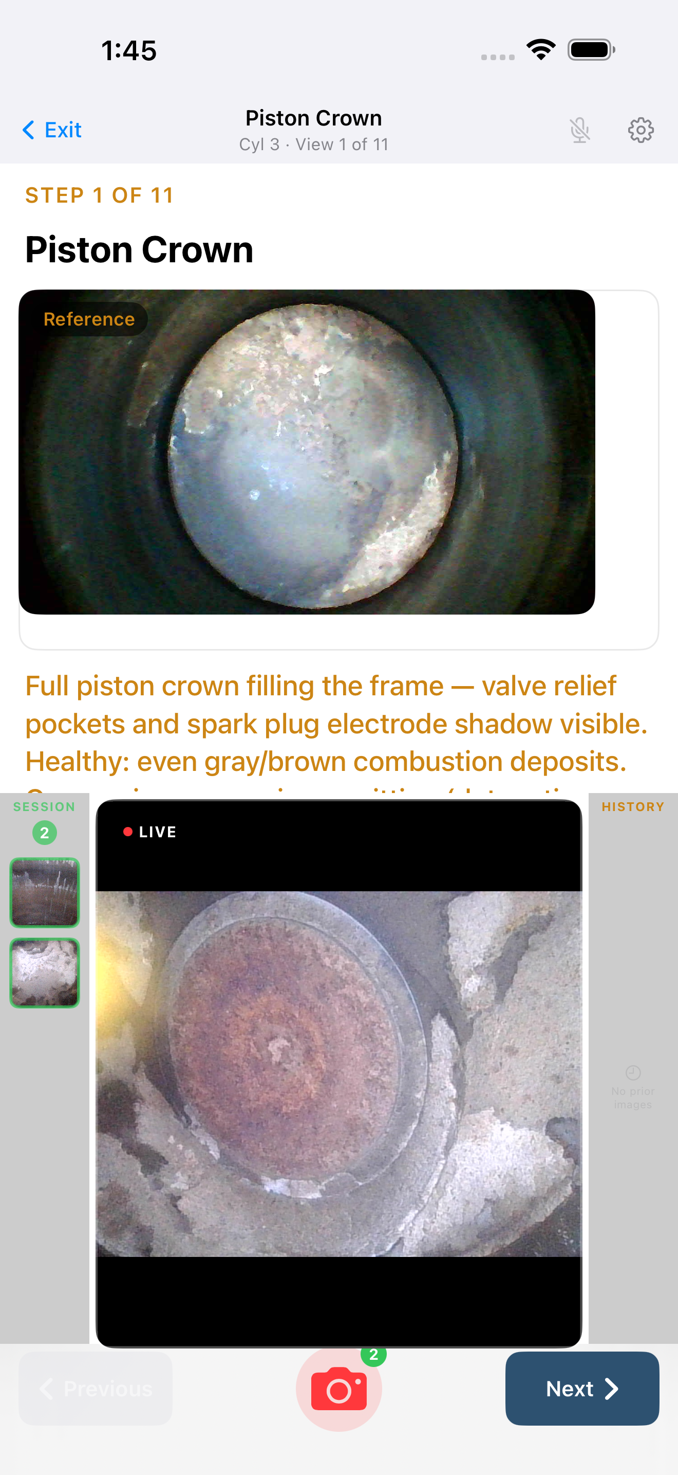 Inline review right after a capture with Retake and Accept buttons