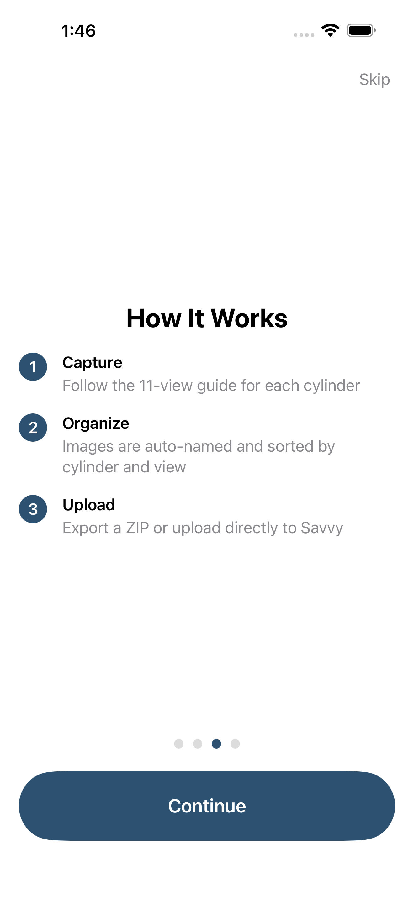 Onboarding How It Works page with three numbered steps